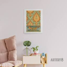 "Artery8 Eagle Antelope & Tiger Patterns Canvas Wall Art Print Verneuil in Orange - Size: W18"" x H24""" - thumbnail 3