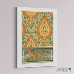 "Artery8 Eagle Antelope & Tiger Patterns Canvas Wall Art Print Verneuil in Orange - Size: W18"" x H24""" - thumbnail 2