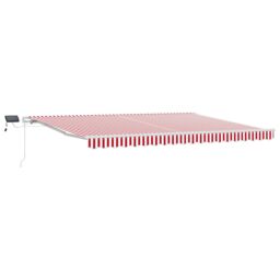 Berkfield Home Manual Retractable Awning with LED Red & White Stripe 450x300 cm - thumbnail 2