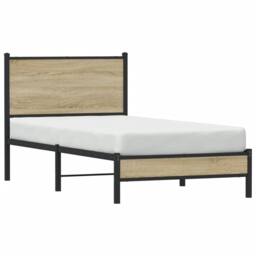 Berkfield Home Metal Bed Frame without Mattress Sonoma Oak 90x200 cm in Brown - thumbnail 4