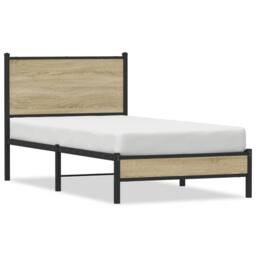 Berkfield Home Metal Bed Frame without Mattress Sonoma Oak 90x200 cm in Brown - thumbnail 3