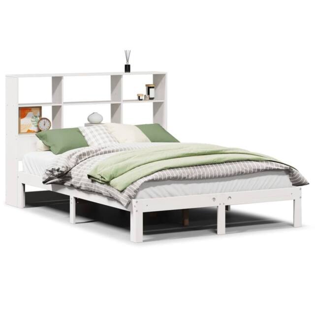 Berkfield Home Bookcase Bed without Mattress White 160x200cm Solid Wood Pine - Size: 160x200 cm - image 1