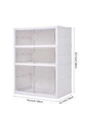 Living and Home 3-Tier Foldable Shoe Storage Rack Shoes Organizer Cabinet with Doors in White - thumbnail 2