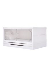 Living and Home 3-Tier Foldable Shoe Storage Rack Shoes Organizer Cabinet with Doors in White - thumbnail 7