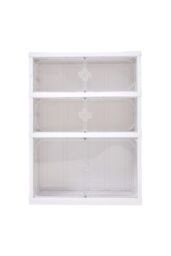 Living and Home 3-Tier Foldable Shoe Storage Rack Shoes Organizer Cabinet with Doors in White - thumbnail 4