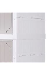 Living and Home 3-Tier Foldable Shoe Storage Rack Shoes Organizer Cabinet with Doors in White - thumbnail 3