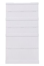 Living and Home 3-Tier Foldable Shoe Storage Rack Shoes Organizer Cabinet with Doors in White - thumbnail 6