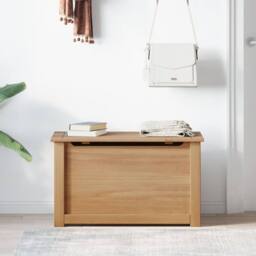 Berkfield Home Storage Chest with Lid Panama 79x42x46 cm Solid Wood Pine in Brown - Size: 79 x 42 x 46 cm - thumbnail 3