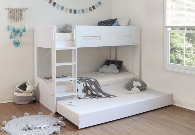 Flintshire Furniture Ltd Billie Single Bunk Bed With Pull Out Trundle in White - image 1