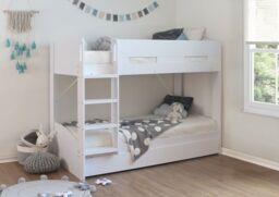 Flintshire Furniture Ltd Billie Single Bunk Bed With Pull Out Trundle in White - thumbnail 2