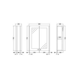 Balterley Bathroom Wall Mounted 2 Soft-Close, Gloss White, 715 x 600 x 182mm in White - thumbnail 5