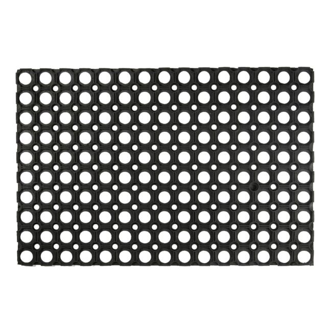 Nicola Spring Heavy Duty Rubber Door Mat - 60 x 40cm - Black - Size: 40 cm x 60 cm