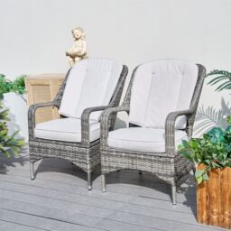 Direct Wicker 2-Piece Outdoor PE Rattan Dining Chairs in Grey - Size: 1 Pack