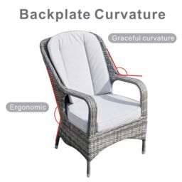 Direct Wicker 2-Piece Outdoor PE Rattan Dining Chairs, Grey - Size: 1 Pack - thumbnail 5