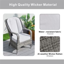 Direct Wicker 2-Piece Outdoor PE Rattan Dining Chairs, Grey - Size: 1 Pack - thumbnail 3
