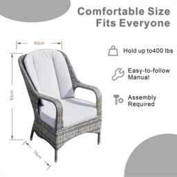 Direct Wicker 2-Piece Outdoor PE Rattan Dining Chairs, Grey - Size: 1 Pack - thumbnail 8