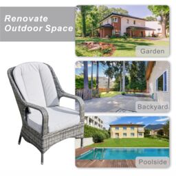 Direct Wicker 2-Piece Outdoor PE Rattan Dining Chairs, Grey - Size: 1 Pack - thumbnail 7
