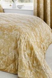 Dreams & Drapes 'Jasmine' Elegant Floral Jacquard Quilted Bedspread in Beige - thumbnail 2