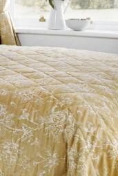 Dreams & Drapes 'Jasmine' Elegant Floral Jacquard Quilted Bedspread in Beige - thumbnail 4