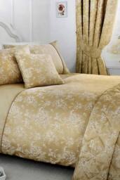 Dreams & Drapes 'Jasmine' Elegant Floral Jacquard Quilted Bedspread in Beige - thumbnail 3