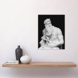"Artery8 Moses Sculpture Statue Buonarroti Vintage Wall Art Print Poster in Black - Size: W12"" x H16""" - thumbnail 4