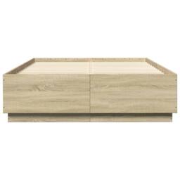 Berkfield Home Durable Bed Frame with LED without Mattress Sonoma Oak 160x200 cm in Light Brown - thumbnail 6
