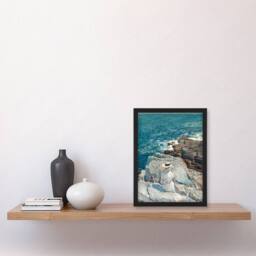 Artery8 Childe Hassam Framed Wall Art South Ledges Rocky Coastal Landscape - Size: A4 - thumbnail 2