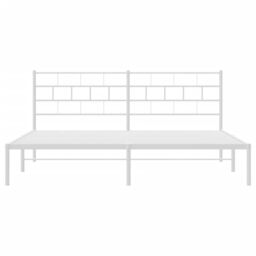 Berkfield Home Metal Bed Frame with Headboard White 180x200 cm Super King - thumbnail 5
