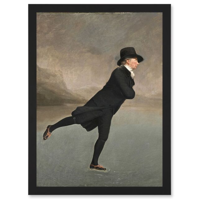 Artery8 Raeburn Skating Minister Duddingston Painting Artwork Framed Wall Art Print A4 in Black - image 1