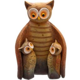 Something Different Owl Family Resin Ornament in Brown - thumbnail 1