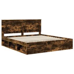 Berkfield Home Bed Frame Smoked Oak 180 x 200 cm Solid Pine Wood in Brown - thumbnail 4