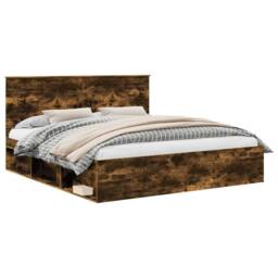 Berkfield Home Bed Frame Smoked Oak 180 x 200 cm Solid Pine Wood in Brown - thumbnail 2