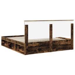 Berkfield Home Bed Frame Smoked Oak 180 x 200 cm Solid Pine Wood in Brown - thumbnail 9