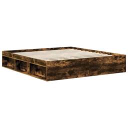 Berkfield Home Bed Frame Smoked Oak 180 x 200 cm Solid Pine Wood in Brown - thumbnail 5