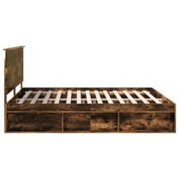 Berkfield Home Bed Frame Smoked Oak 180 x 200 cm Solid Pine Wood in Brown - thumbnail 8