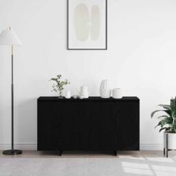 Berkfield Home Modern Black Oak Sideboard Black oak Wood veneer 135 x 41 x 75 cm - thumbnail 4