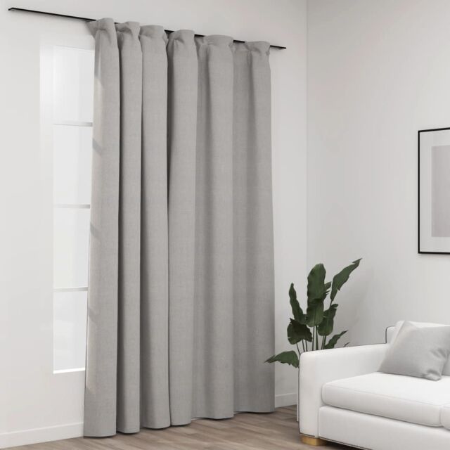 Berkfield Home Linen-Look Blackout Curtain with Hooks Grey 290x245 cm - image 1