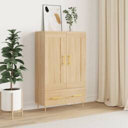 Berkfield Home Highboard Sonoma Oak 69.5x31x115 cm Engineered Wood in Light Tan - thumbnail 2
