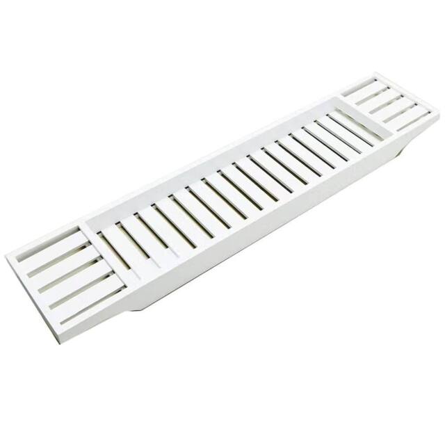 Almineez Bamboo Bath Caddy Tray Table Bathroom Shelf Organiser Storage White - image 1