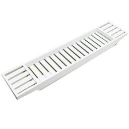 Almineez Bamboo Bath Caddy Tray Table Bathroom Shelf Organiser Storage White