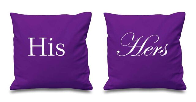 60 SECOND MAKEOVER His Hers Purple Cushion Coverstive - Size: 40 cm x 40 cm