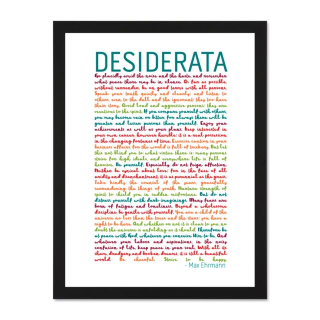 "Artery8 Wall Art Print Desiderata Rainbow Words Ehrmann Typography Large Framed Wall Décor Art in White - Size: W18"" x H24""" - image 1