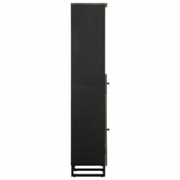 Berkfield Home Bathroom Cabinet Black 38x33x160 cm Solid Wood Mango - Size: 38 x 33 x 160 cm - thumbnail 4
