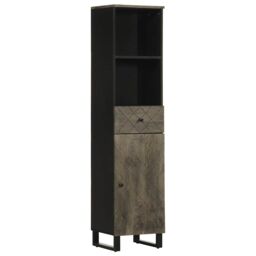 Berkfield Home Bathroom Cabinet Black 38x33x160 cm Solid Wood Mango - Size: 38 x 33 x 160 cm
