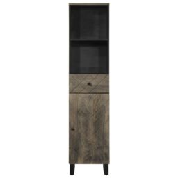 Berkfield Home Bathroom Cabinet Black 38x33x160 cm Solid Wood Mango - Size: 38 x 33 x 160 cm - thumbnail 3