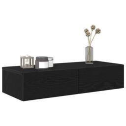 Berkfield Home Wall Shelf with Drawers Black 80x33x17 cm Engineered Wood - Size: 80 x 33 x 17 cm - thumbnail 3