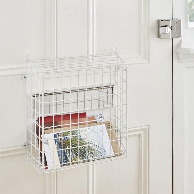 House of Home Letter Box Cage Front Door Mounted Mail Box Letter Guard Post Catcher White - image 1