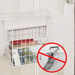 House of Home Letter Box Cage Front Door Mounted Mail Box Letter Guard Post Catcher White - thumbnail 3