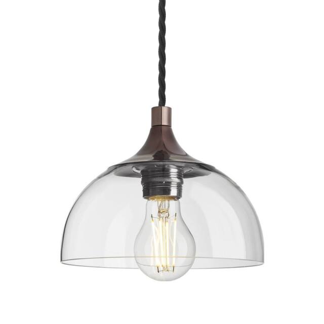 Industville Chelsea Clear Glass Dome Pendant - 8 Inch in Bronze - Size: 8 inches - image 1