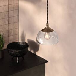 Industville Chelsea Clear Glass Dome Pendant - 8 Inch in Bronze - Size: 8 inches - thumbnail 2